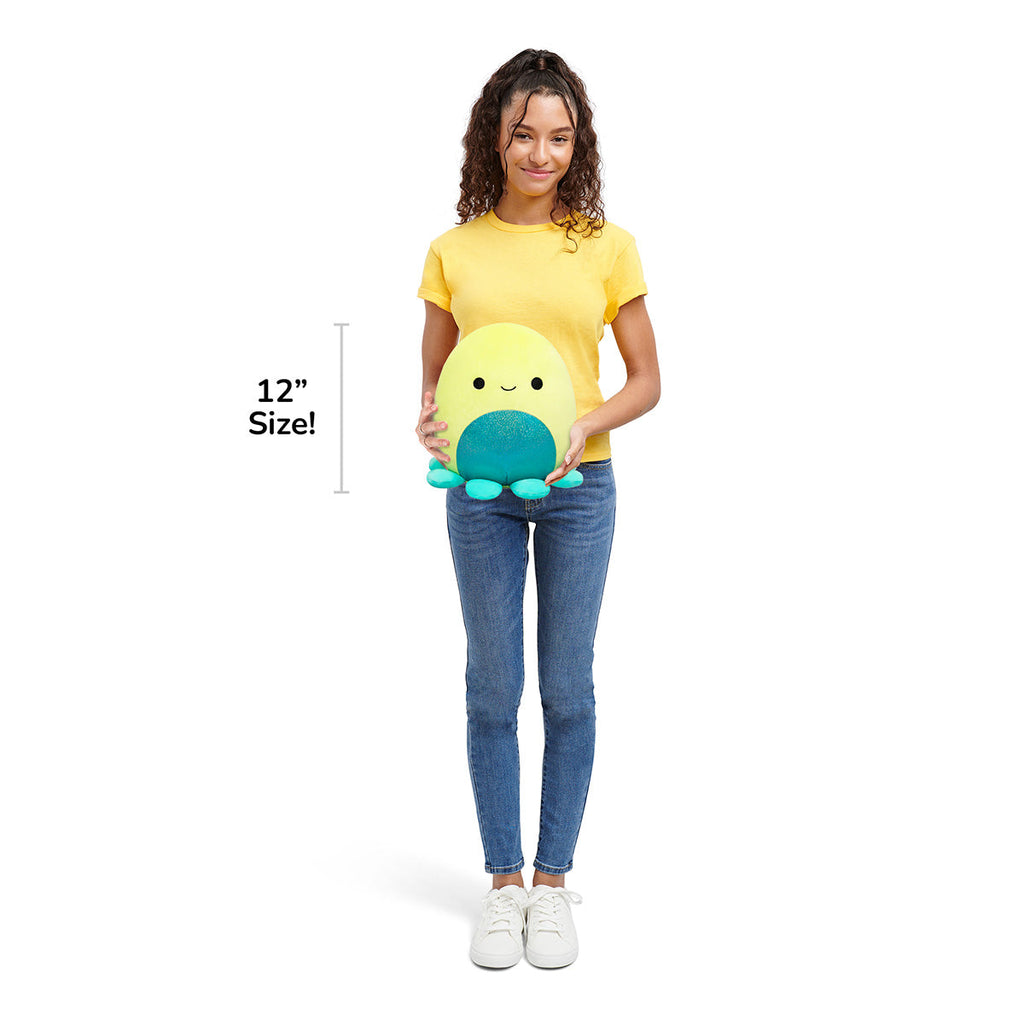 12-Inch Orphie the Lime Green Octopus with Teal Tentacles